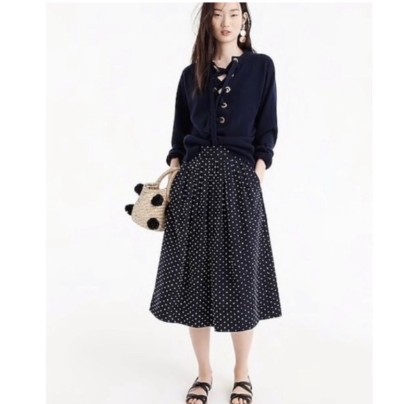 J. Crew Dresses & Skirts - J. Crew Navy Vintage Clip-Dot Midi Skirt